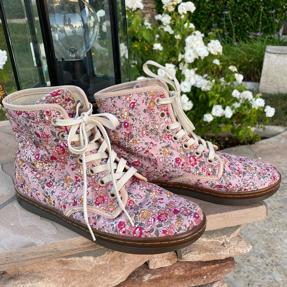 Pink Floral Dr. Martens